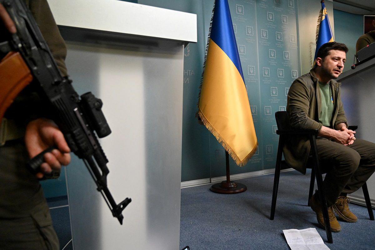 Tổng thống Ukraine Volodymyr Zelensky phát biểu trong một cuộc họp báo ở Kiev vào tháng 3/2022.