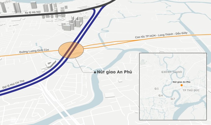 Vị trí nút giao An Phú. Đồ hoạ: Khánh Hoàng