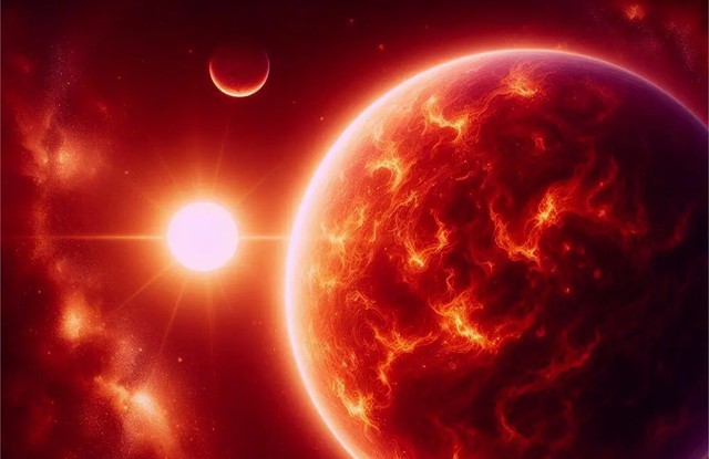 Siêu Trái Đất TOI-6713.01 có màu đỏ rực như hành tinh giả tưởng Mustafar - Ảnh đồ họa AI