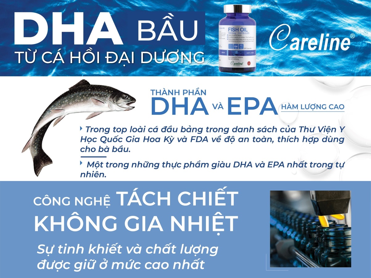 DHA từ dầu cá hồi Careline Salmon fish oil với nhiều ưu điểm vượt trội về chất lượng và độ an toàn