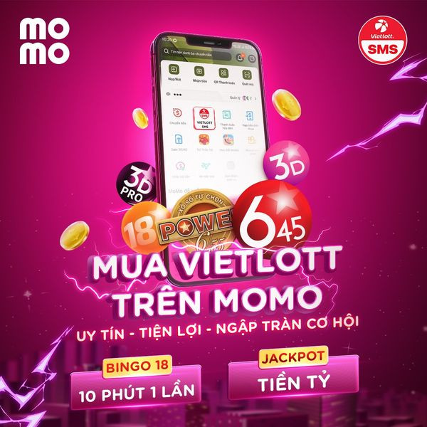 Tính năng mua vé số Vietlott trên ví điện tử MoMo.