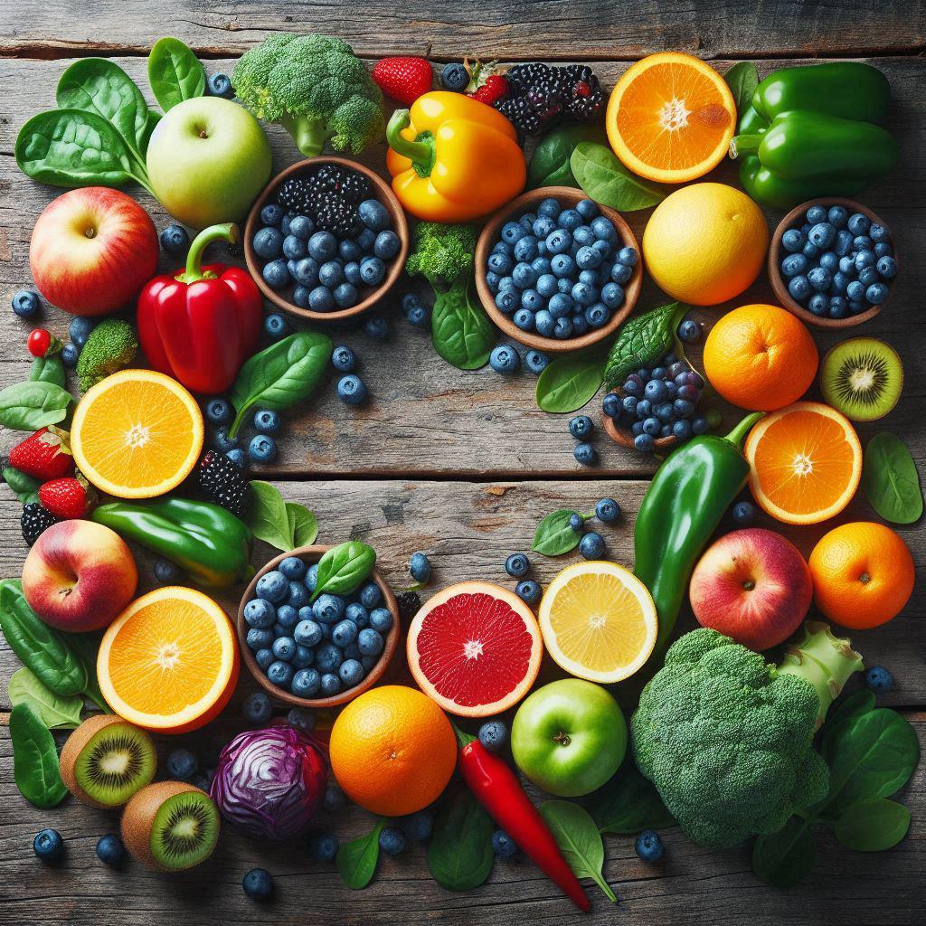 Trái cây, rau củ quả giàu chất chống oxy hóa.