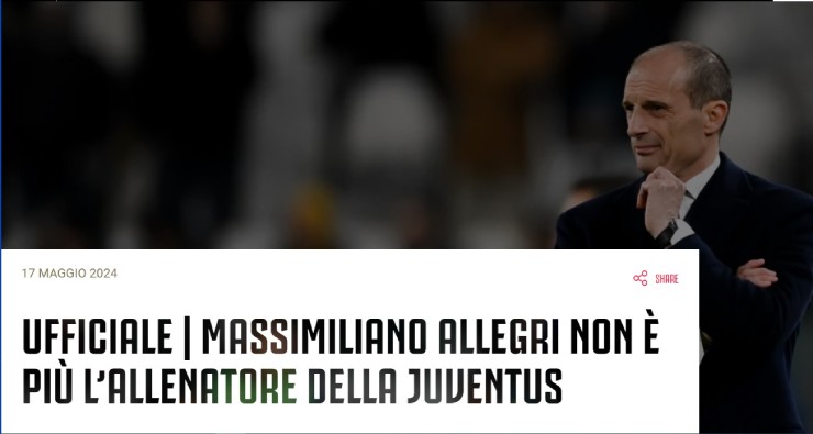 Juventus ra thông báo sa thải Max Allegri