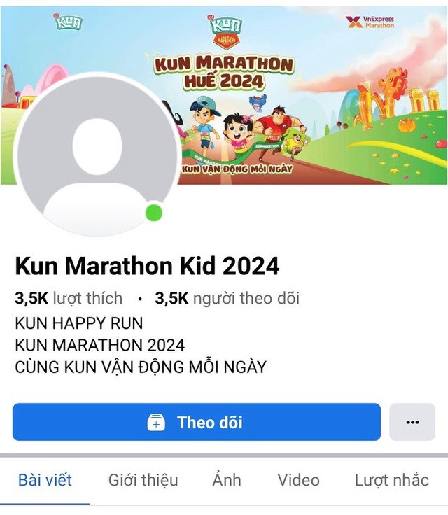 Fanpage cuộc thi “Kun Marathon - 2024” chị T.T.H. đăng ký ban đầu.
