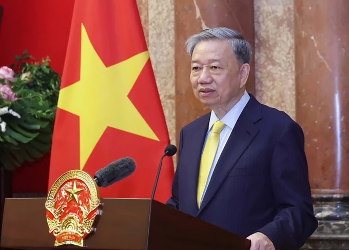 Chủ tịch nước Tô Lâm phát biểu tại Văn phòng Chủ tịch nước. Ảnh: TTXVN