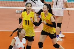 Thể thao - Kết quả bóng chuyền ĐT nữ Việt Nam - Singapore: Nghẹt thở set 2, Kiều Trinh tỏa sáng (AVC Challange Cup)