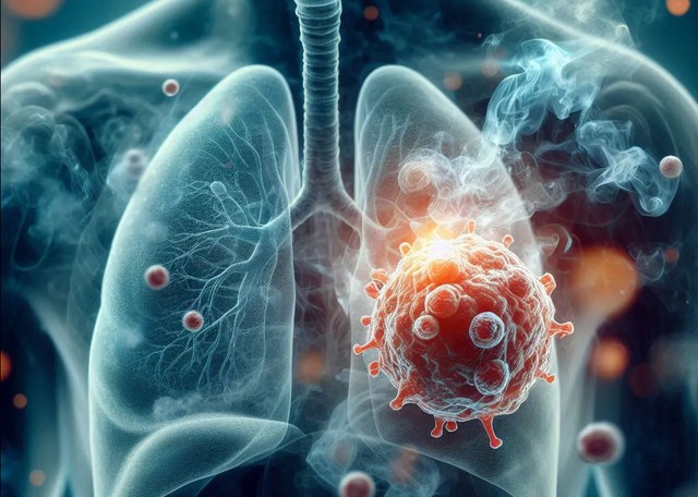 Nguy cơ ung thư phổi vẫn tăng nếu như bạn cai thuốc lá mà sử dụng sang thuốc lá điện tử - Ảnh: AI