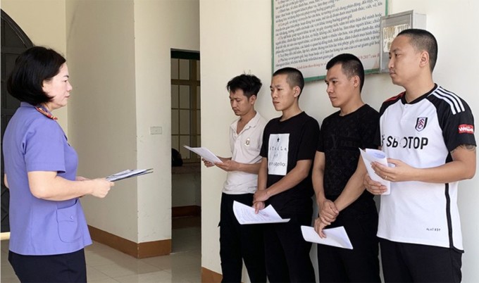 Một số nghi can tại cơ quan điều tra. Ảnh: VKS cung cấp