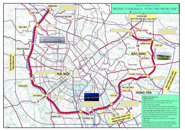 Hướng tuyến đường Vành đai 4 - Vùng Thủ đô Hà Nội