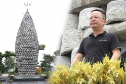 Tin tức trong ngày - Ngôi tháp hình hạt lúa làm từ hơn 1.000 cối đá