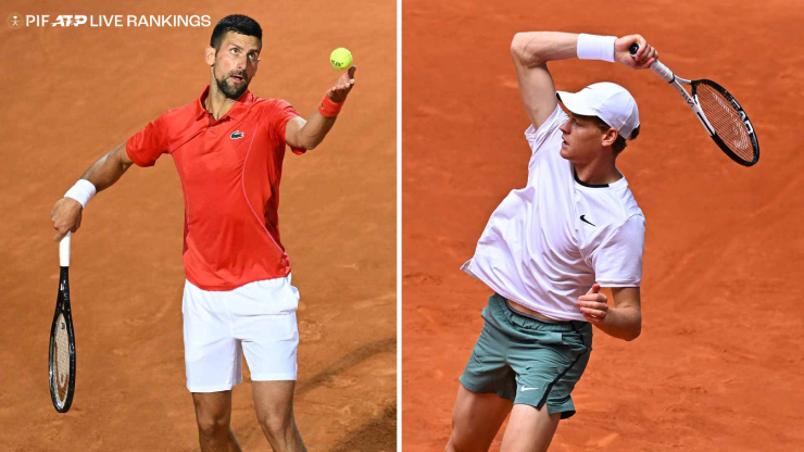 Sinner (áo trắng) có cơ hội quá tốt để lấy số 1 của Djokovic (áo đỏ) tại Roland Garros 2024
