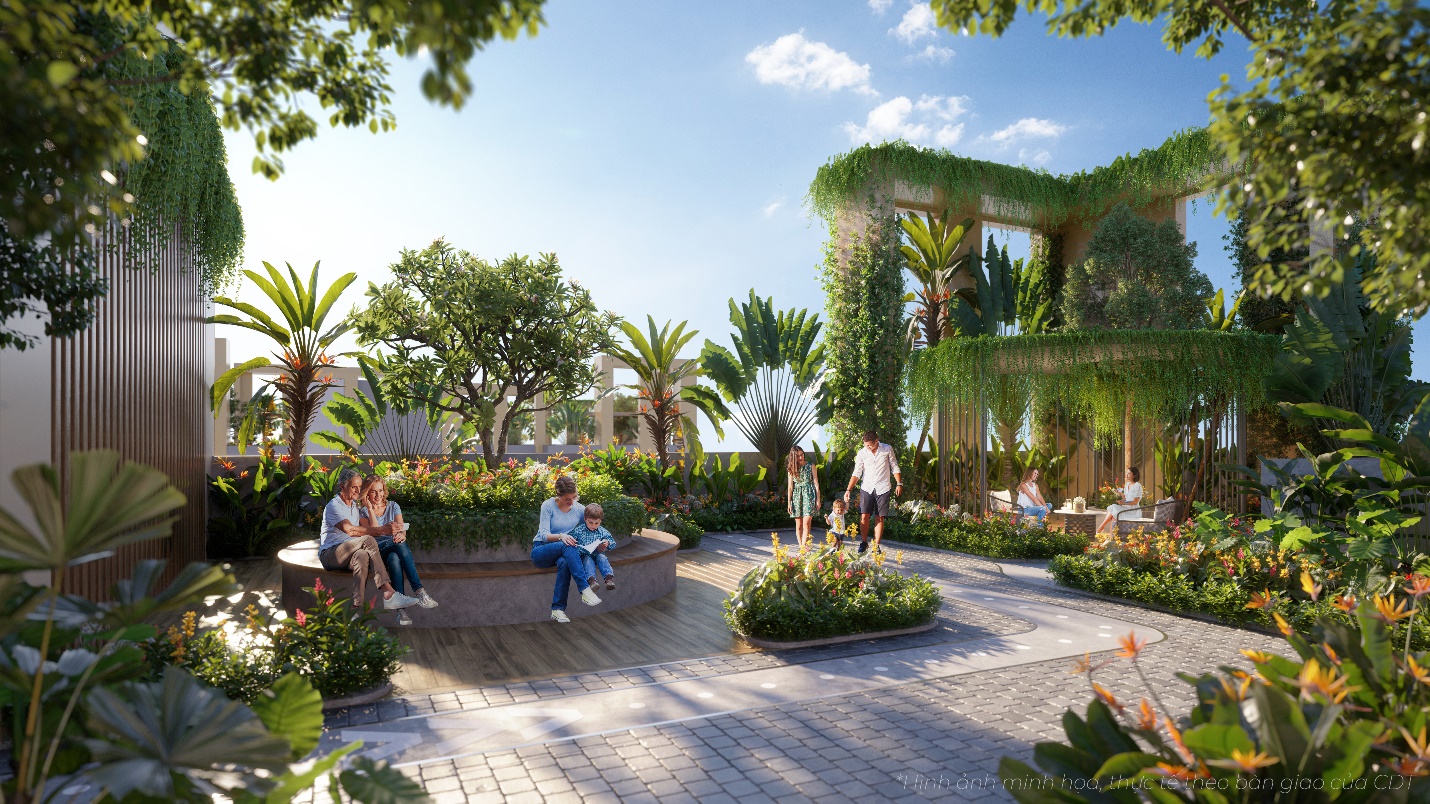 Các khu căn hộ chung cư có đầy đủ tiện nghi và nhiều tiện ích xanh là lựa chọn ưu tiên của gia đình hiện nay. Một góc phối cảnh "khu vườn trên mây" - một trong những tiện ích xanh nổi bật được lòng các cư dân tương lai của khu căn hộ cao cấp A&T Sky Garden.