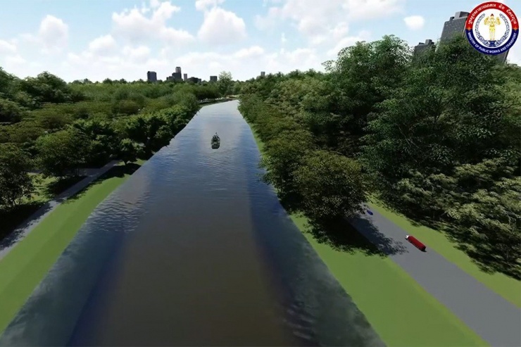 Ảnh phối cảnh một đoạn dự án kênh đào Funan Techo. Ảnh: Bộ Giao thông Công chính Campuchia