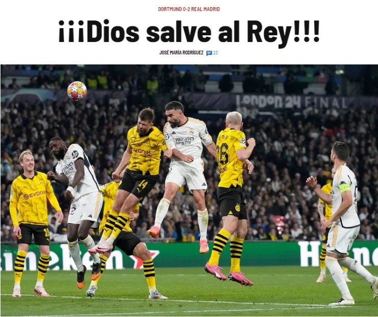 "Chúa cứu Nhà vua" là tiêu đề bài viết trên tờ Marca
