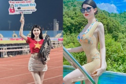 Làm đẹp - Cô gái giơ bảng tuyển chồng "gia trưởng" trên SVĐ Mỹ Đình da trắng, dáng nuột nà nhờ đâu?