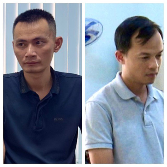 Bị can Bằng, Mạnh nghe công an tống đạt quyết định khởi tố và bắt tạm giam. Ảnh: Trọng Thức