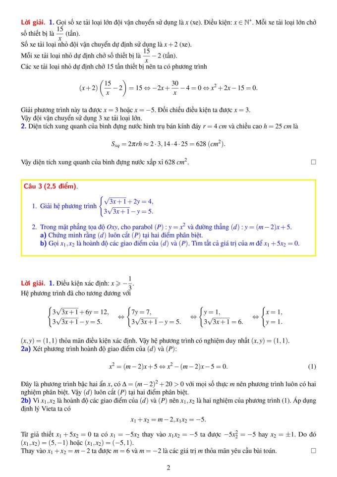 Lời giải đề thi Toán lớp 10 ở Hà Nội năm 2024 - 2