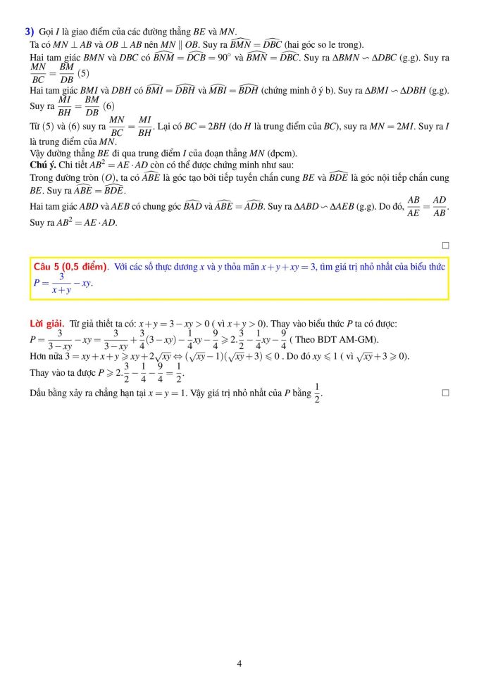 Lời giải đề thi Toán lớp 10 ở Hà Nội năm 2024 - 4