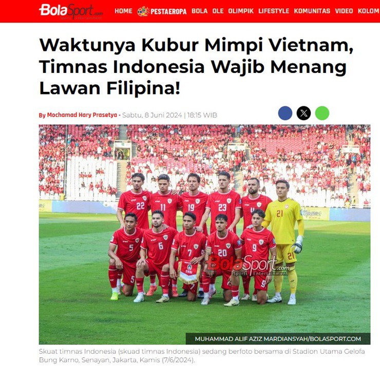 Tờ&nbsp;Bola Sport muốn&nbsp;Indonesia phải thắng&nbsp;Philippines