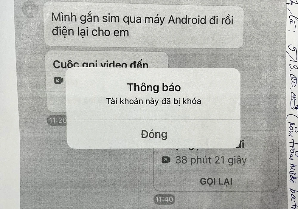 Sau khi chiếm đoạt hơn 500 triệu đồng, kẻ lừa đảo đã khoá tài khoản. Ảnh: NK