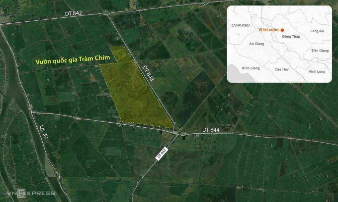 Vị trí Vườn quốc gia Tràm Chim. Đồ họa: Đăng Hiếu