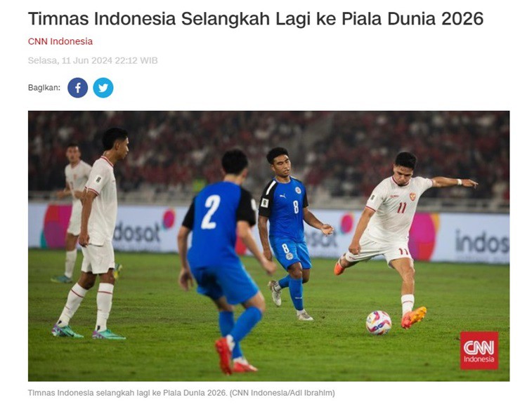Tờ CNN Indonesia đã sớm nghĩ về tấm vé dự VCK World Cup 2026