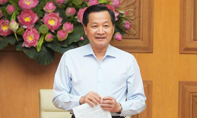 Phó thủ tướng Lê Minh Khái phát biểu chỉ đạo tại cuộc họp. Ảnh: MOF
