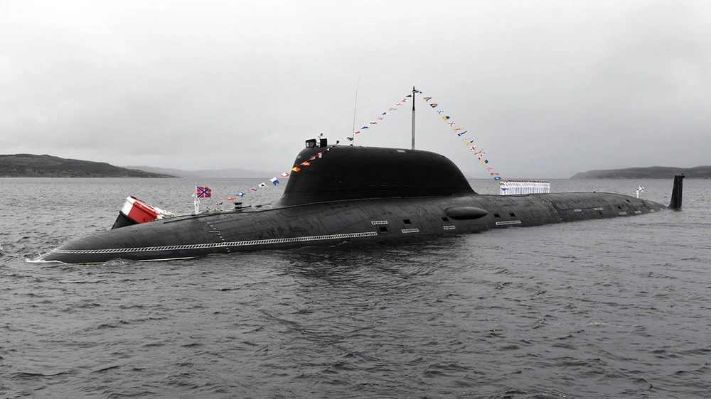 Trong đội tàu hải quân Nga đến Cuba tập trận có tàu ngầm chạy bằng năng lượng hạt nhân Kazan. Ảnh: TASS