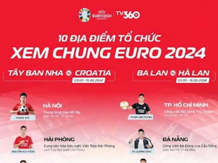 Đại tiệc xem chung EURO 2024 trên TV360: 10 tỉnh, thành đã sẵn sàng