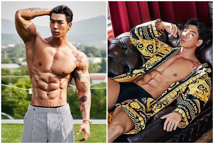 Body chuẩn 6 múi của anh đẹp như tạc tượng.