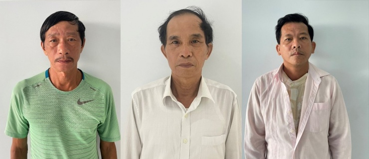 3 đối tượng Nguyễn Huỳnh Văn Đợi, Trần Đình Bá và Đoàn Trọng (từ trái qua phải). Ảnh: CACC