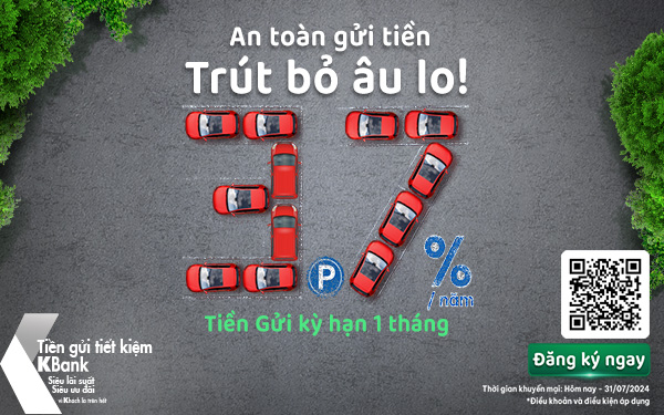 KBank đã áp dụng mức lãi suất vượt trội lên đến 3,7%/năm cho kỳ hạn 1 tháng nhằm tối ưu thời gian đầu tư.