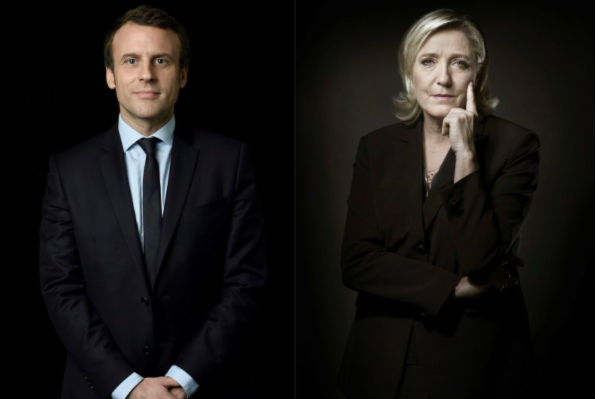 Tổng thống Pháp Emmanuel Macron và bà Marine Le Pen. (Ảnh: WSJ)