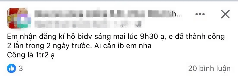 Không những vậy, một vài người còn đăng bài cho biết sẵn sàng đăng ký mua hộ vàng miếng SJC tại các ngân hàng với công mua hộ từ 1 triệu đến 1,5 triệu/lượng vàng.