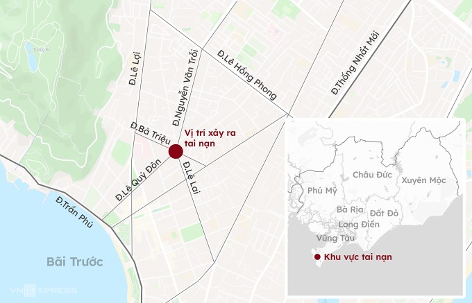 Khu vực xảy ra tai nạn. Đồ hoạ: Khánh Hoàng