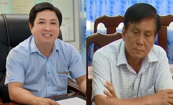 Nguyễn Hồng Viễn (trái) và Vũ Minh Thao, cựu phó chủ tịch huyện Chợ Mới. Ảnh: Công an cung cấp