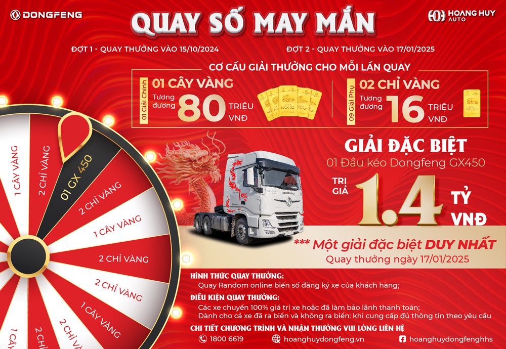 Hoang Huy Dongfeng triển khai chương trình khuyến mại&nbsp;“Mua xe tải ngay - Trúng quà liền tay”