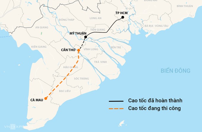 Cát biển được khai thác để đắp nền cao tốc Hậu Giang - Cà Mau