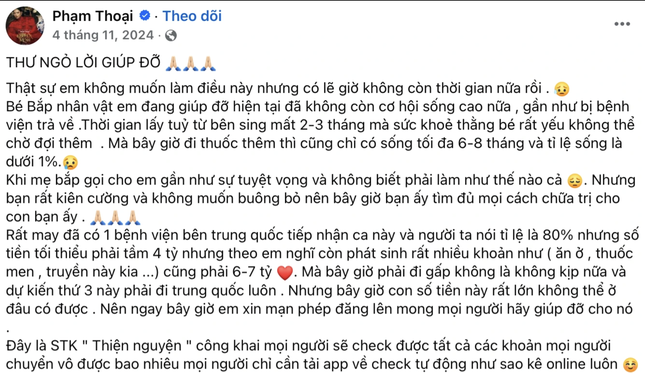 Nội dung bài kêu gọi (Ảnh: Chụp màn hình).