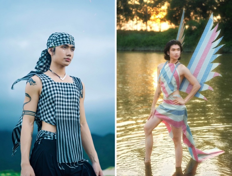 Khăn rằn hay vải bạt, rèm cửa, rau củ... cũng không làm khó được Harry trong quá trình sáng tạo.