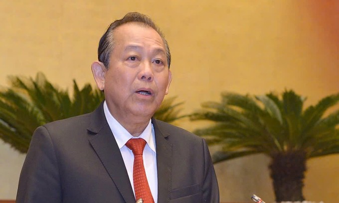 Ông Trương Hòa Bình phát biểu tại Quốc hội, tháng 10/2020. Ảnh: Cổng thông tin Quốc hội