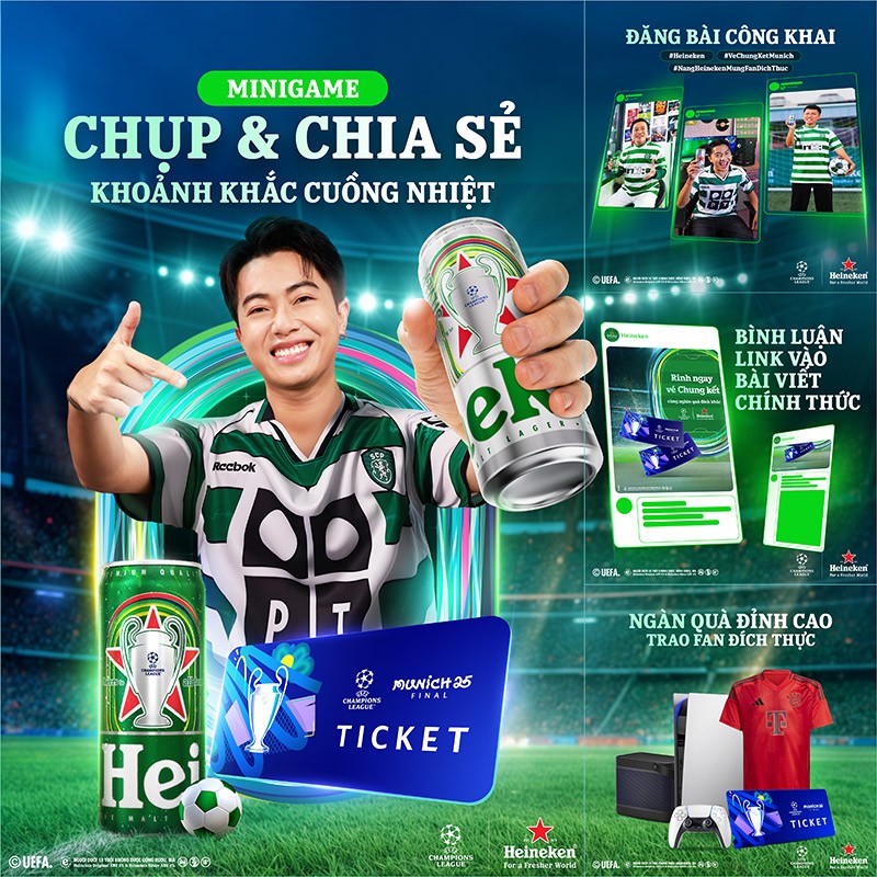 Heineken “phủ sóng” với loạt hoạt động trải nghiệm đặc quyền, mang đến cơ hội sở hữu loạt quà “khủng”