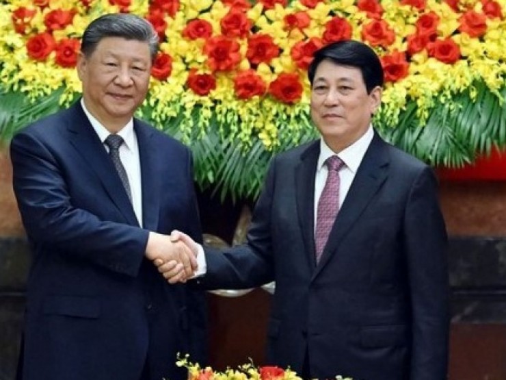 Chủ tịch nước Lương Cường hội đàm với Tổng Bí thư, Chủ tịch nước Trung Quốc Tập Cận Bình