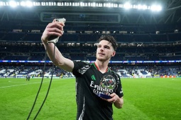 Arsenal biến Real Madrid thành cựu vương, Rice nói không ngán PSG