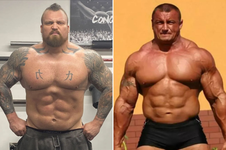 Hall (bên trái), biệt danh "Quái thú", sẽ so tài huyền thoại 5 lần vô địch sức mạnh hành tinh,&nbsp;Pudzianowski (bên phải)