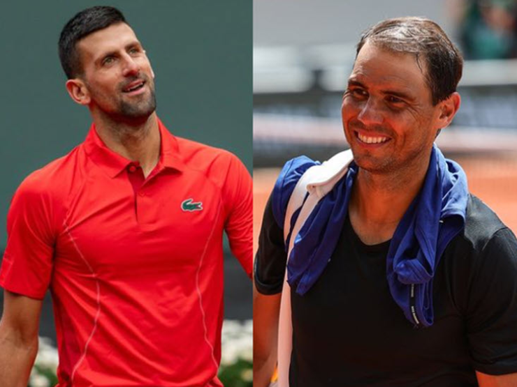 Djokovic (áo đỏ) không được Nadal nhắc tên ở cuộc đua vô địch Madrid Open 2025