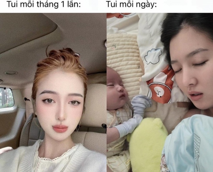 Tuệ Như lên đồ lộng lẫy khi đi ra ngoài, ăn mặc đơn giản khi làm mẹ bỉm sữa. Ảnh: FB Tuệ Như.