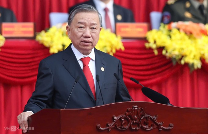 Tổng Bí thư Tô Lâm đọc diễn văn tại lễ kỷ niệm. Ảnh: Đức Đồng