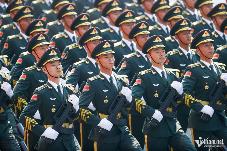 Khối Quân đội Trung Quốc tại lễ kỷ niệm. Ảnh: Phạm Hải