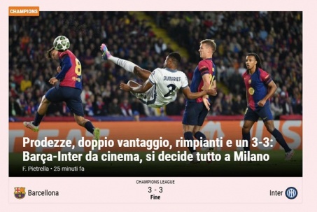 Cơn "mưa bàn thắng" trận Barca - Inter khiến báo chí quốc tế trầm trồ